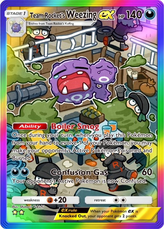 Team Rocket's Weezing EX Pokémon Pocket Full Art Holo – Anime Custom Card | KreshedTCG