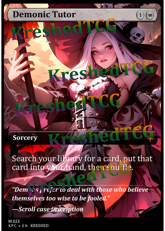 Demonic Tutor MTG Full Art Holo – Anime Custom Card | KreshedTCG