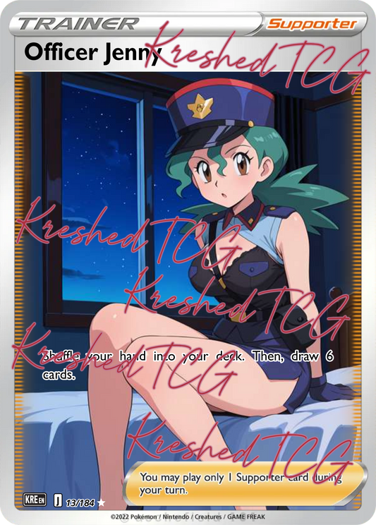 Officer Jenny Pokémon Full Art Holo – Anime Custom Card | KreshedTCG