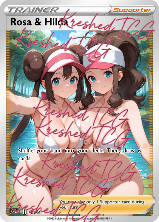Rosa & Hilda Pokémon Full Art Holo – Anime Custom Card | KreshedTCG