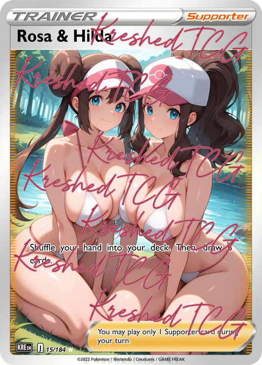 Rosa & Hilda Pokémon Full Art Holo – Anime Custom Card | KreshedTCG