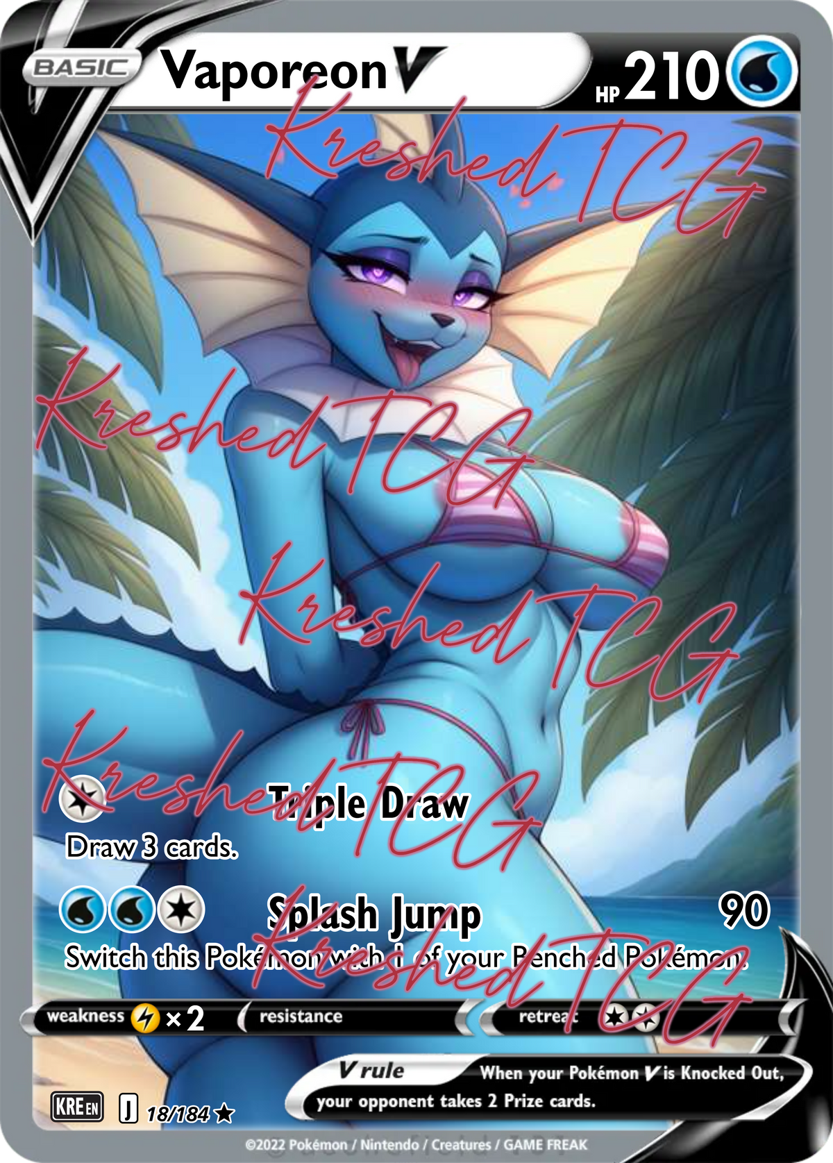 Vaporeon V Pokémon Full Art Holo – Anime Custom Card | KreshedTCG