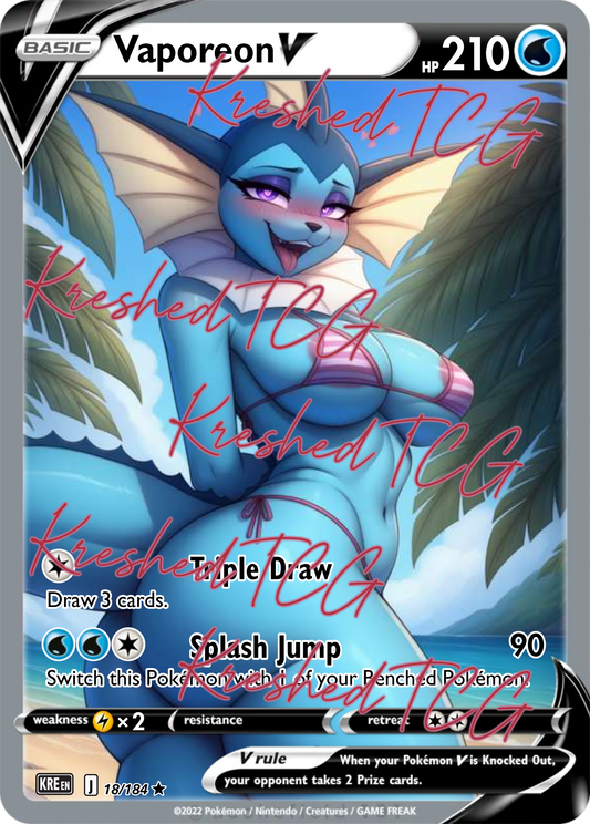Vaporeon V Pokémon Full Art Holo – Anime Custom Card | KreshedTCG