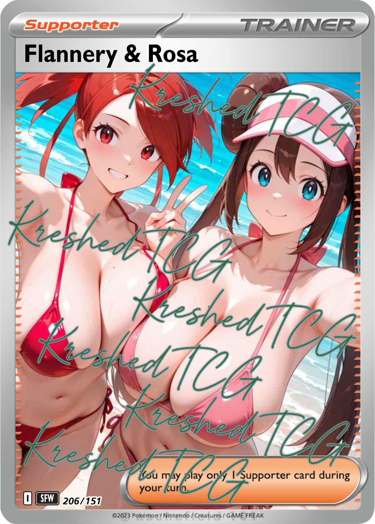 Flannery&Rosa Pokémon Full Art Holo – Anime Custom Card | KreshedTCG