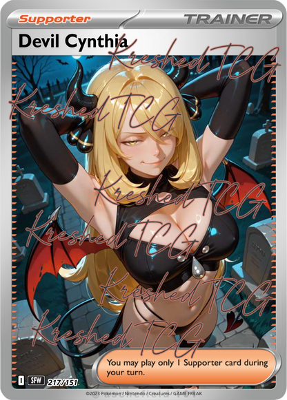 Devil Cynthia Pokémon Full Art Holo – Anime Custom Card | KreshedTCG