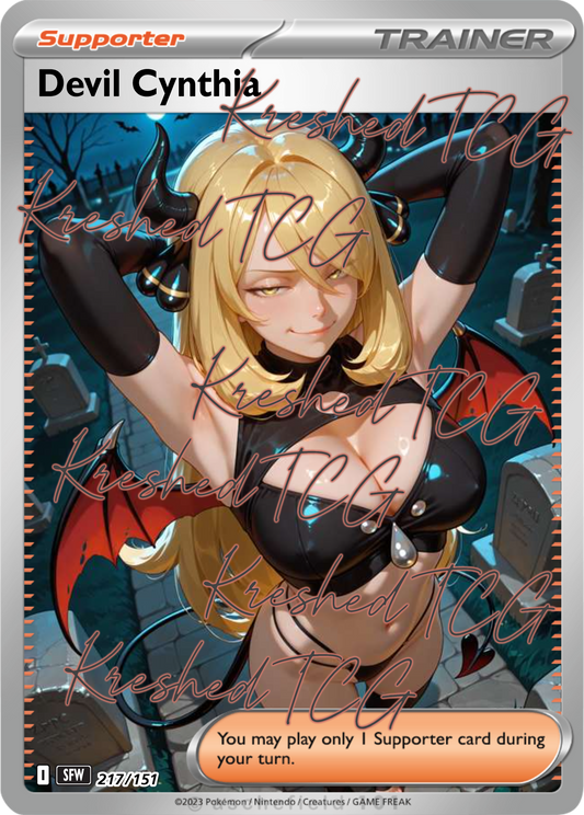 Devil Cynthia Pokémon Full Art Holo – Anime Custom Card | KreshedTCG