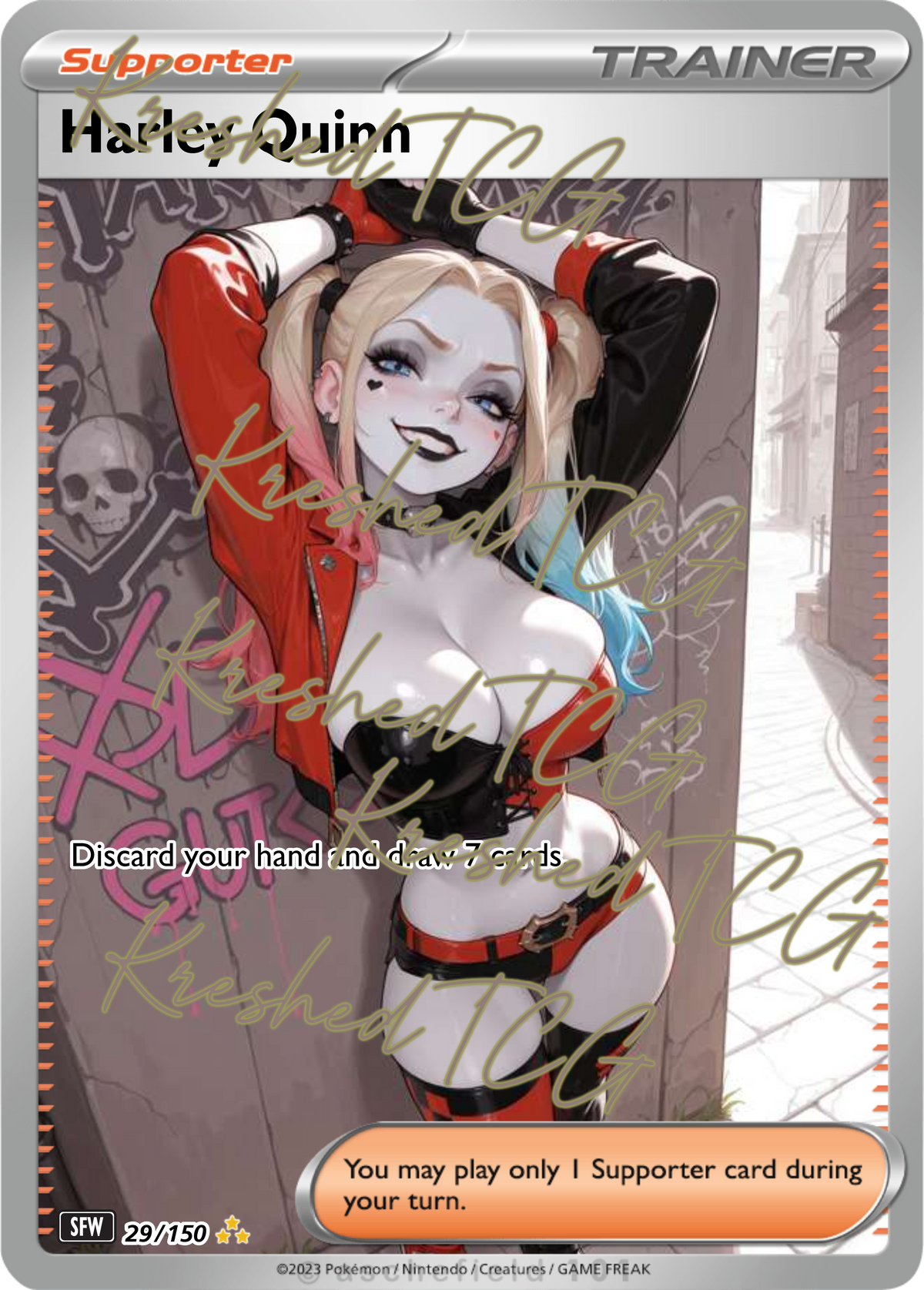 Harley Quinn Pokémon Full Art Holo – Anime Custom Card | KreshedTCG