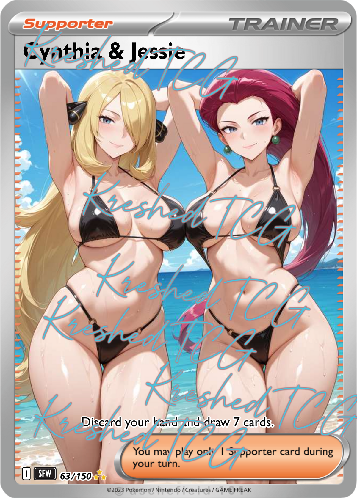 Cynthia & Jessie Pokémon Full Art Holo – Anime Custom Card | KreshedTCG