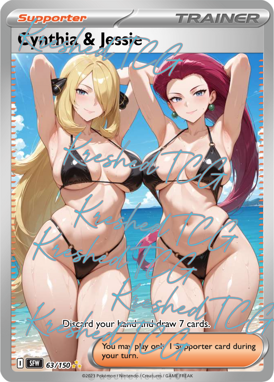 Cynthia & Jessie Pokémon Full Art Holo – Anime Custom Card | KreshedTCG