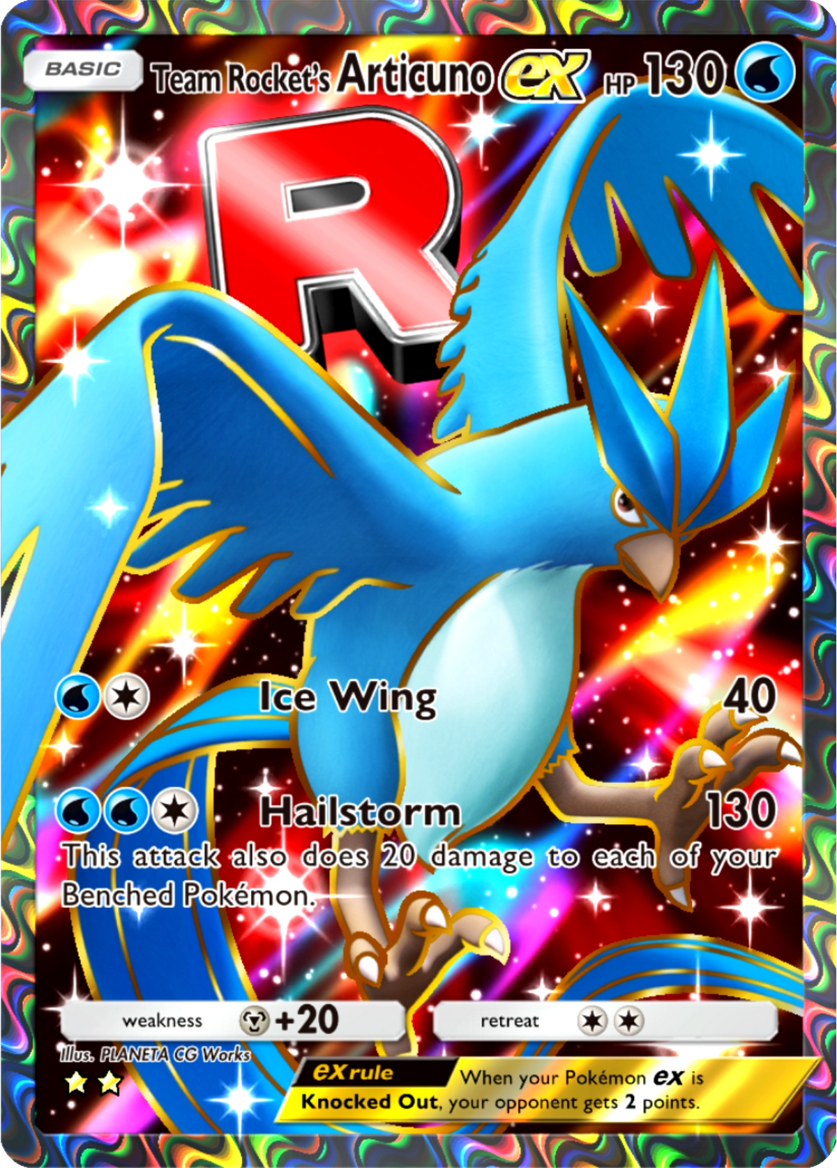 Team Rocket's Articuno EX Pokémon Pocket Full Art Holo – Anime Custom Card | KreshedTCG