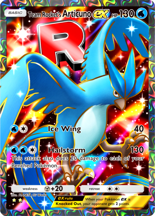 Team Rocket's Articuno EX Pokémon Pocket Full Art Holo – Anime Custom Card | KreshedTCG