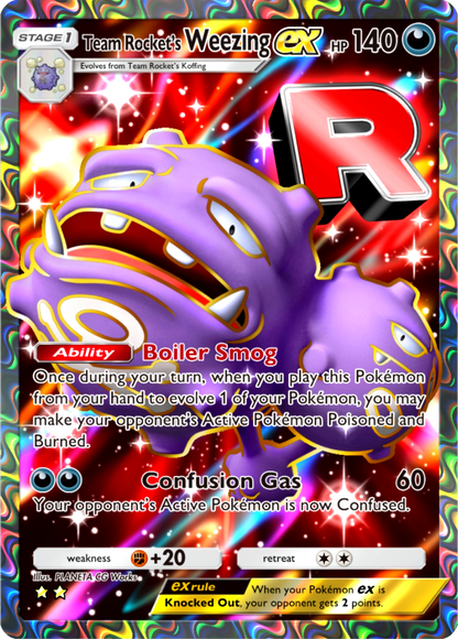 Team Rocket's Weezing EX Pokémon Pocket Full Art Holo – Anime Custom Card | KreshedTCG