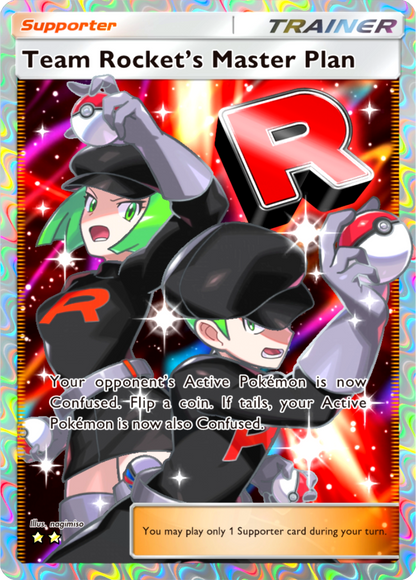 Team Rocket's Master Plan Pokémon Pocket Full Art Holo – Anime Custom Card | KreshedTCG
