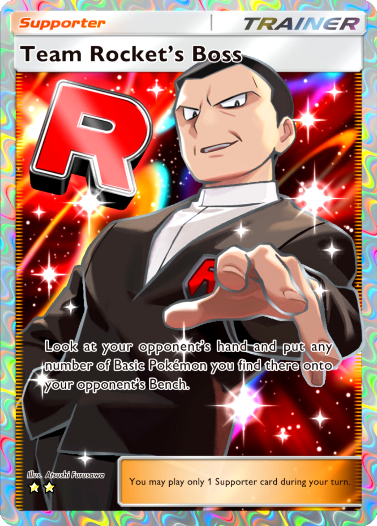 Team Rocket's Boss Pokémon Pocket Full Art Holo – Anime Custom Card | KreshedTCG