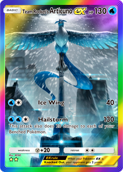 Team Rocket's Articuno EX Pokémon Pocket Full Art Holo – Anime Custom Card | KreshedTCG