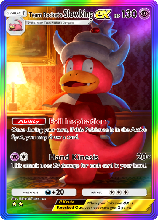 Team Rocket's Slowking EX Pokémon Pocket Full Art Holo – Anime Custom Card | KreshedTCG