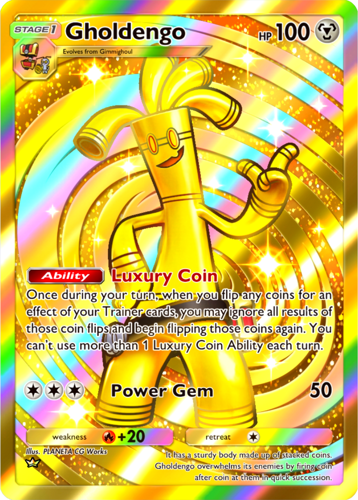 Gholdengo Pokémon Pocket Full Art Holo – Anime Custom Card | KreshedTCG