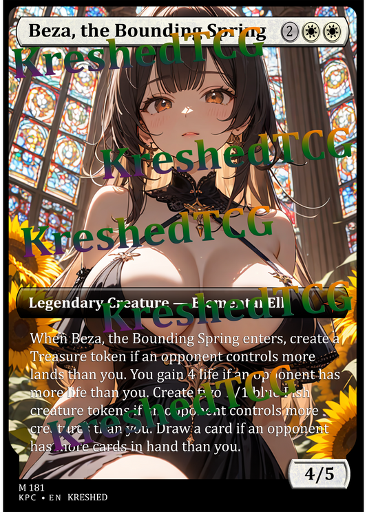 Beza, the Bounding Spring MTG Full Art Holo – Anime Custom Card | KreshedTCG