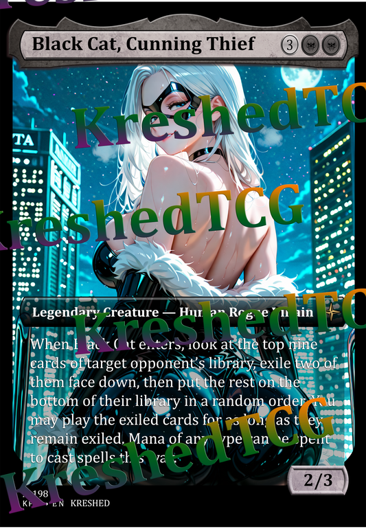 Black Cat, Cunning Thief MTG Full Art Holo – Anime Custom Card | KreshedTCG