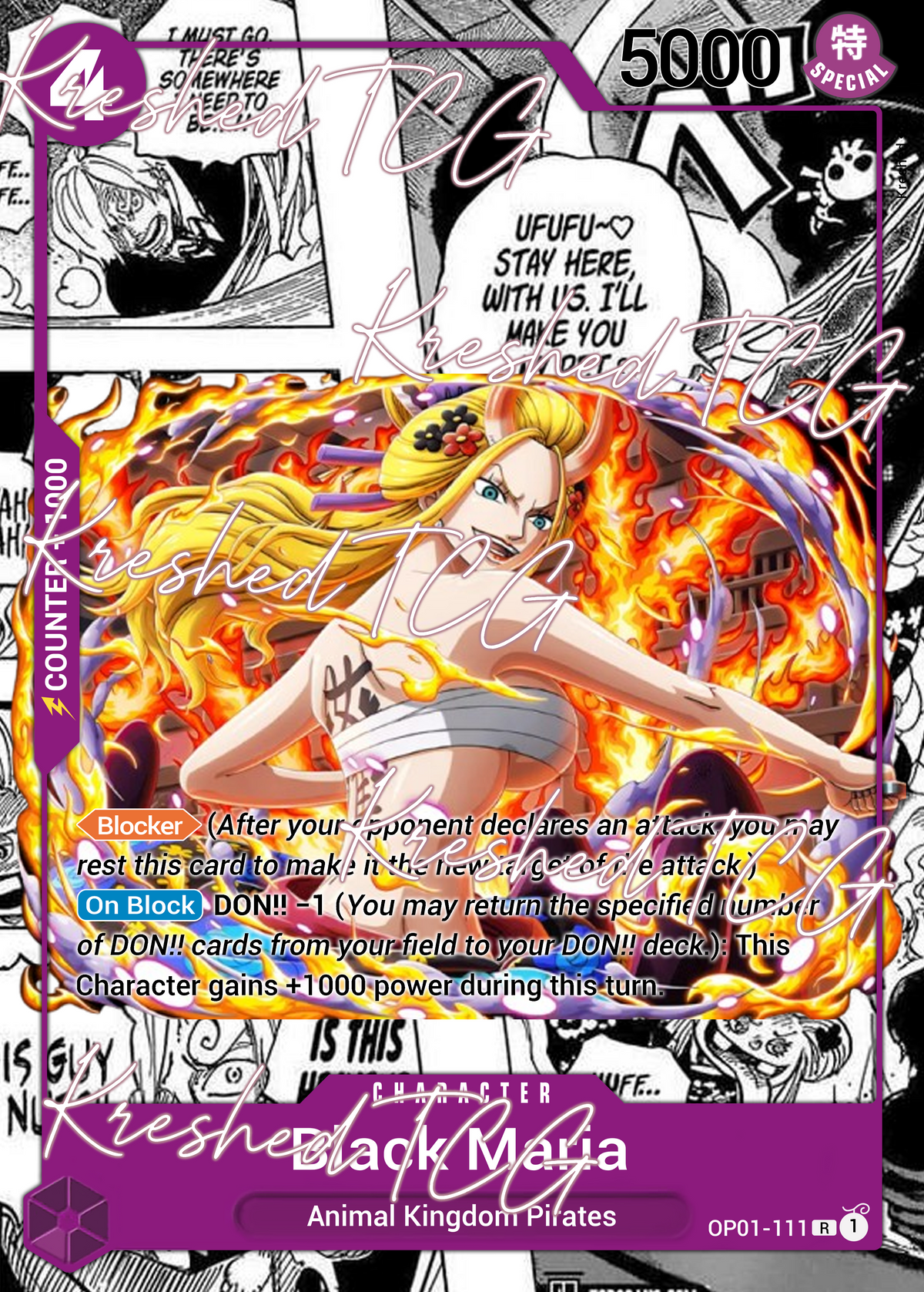 Black Maria OP01-111 One Piece Full Art Holo – Anime Custom Card | KreshedTCG