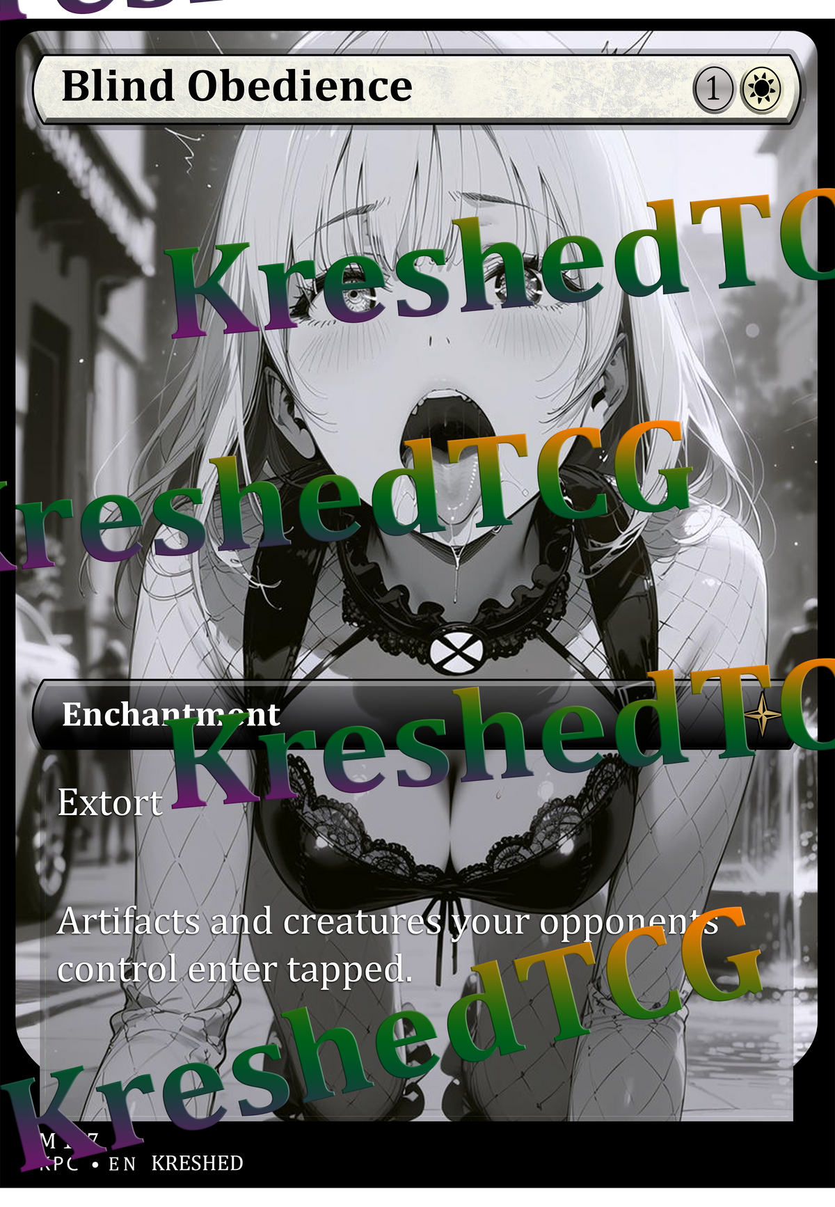 Blind Obedience MTG Full Art Holo – Anime Custom Card | KreshedTCG