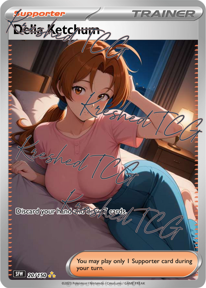 Delia Ketchum Pokémon Full Art Holo – Anime Custom Card | KreshedTCG