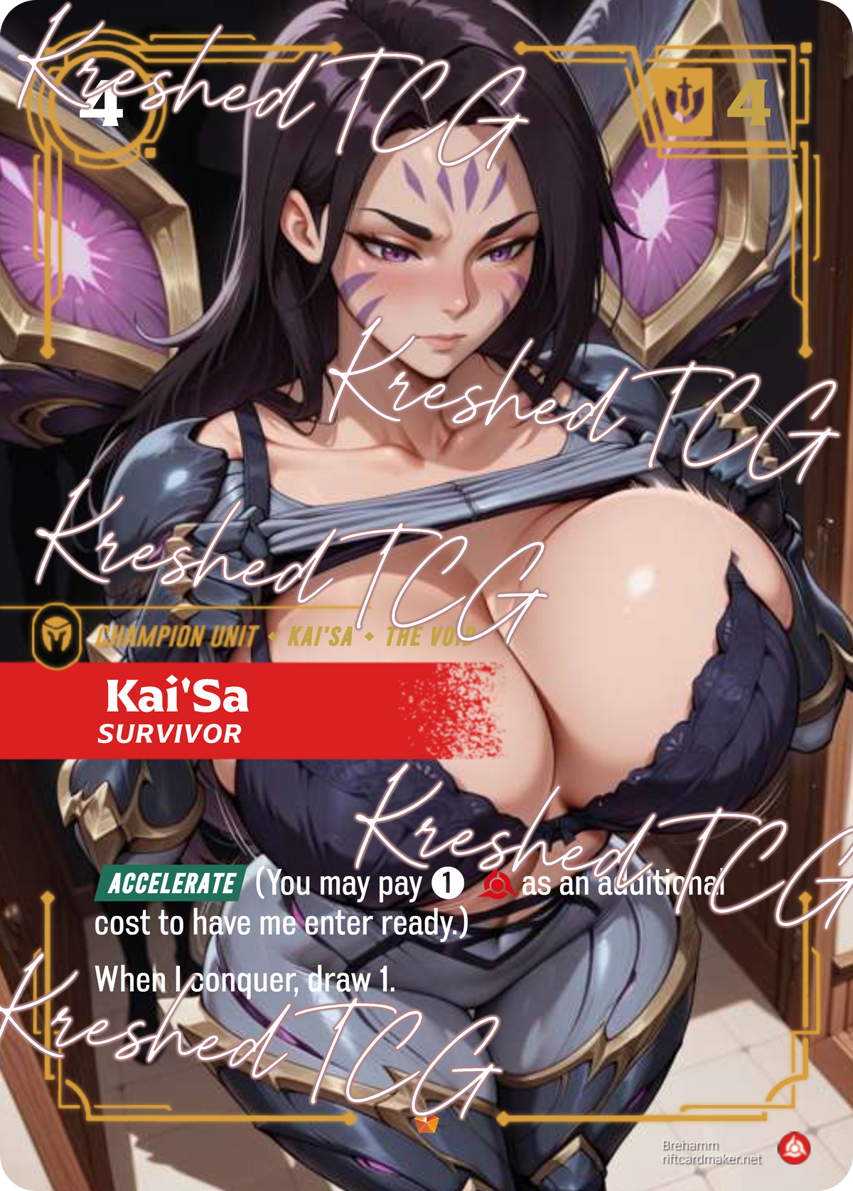 Kai'sa Survivor Riftbound Full Art Holo – Anime Custom Card | KreshedTCG