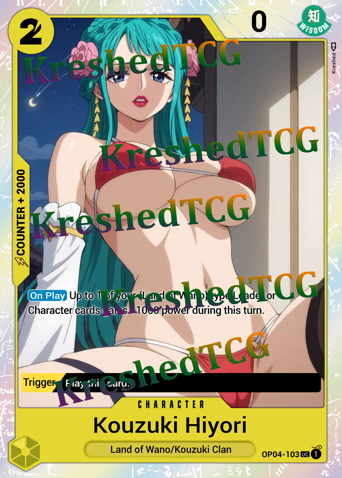 Kouzuki Hiyori OP04-103 One Piece Full Art Holo – Anime Custom Card | KreshedTCG