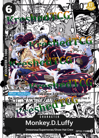 Monkey D. Luffy OP10-118 One Piece Full Art Holo – Anime Custom Card | KreshedTCG