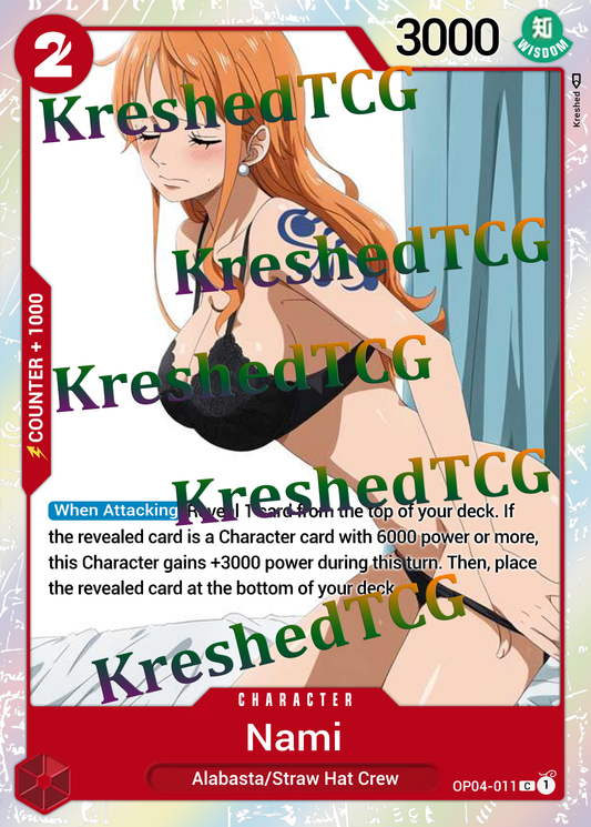 Nami OP04-011 One Piece Full Art Holo – Anime Custom Card | KreshedTCG