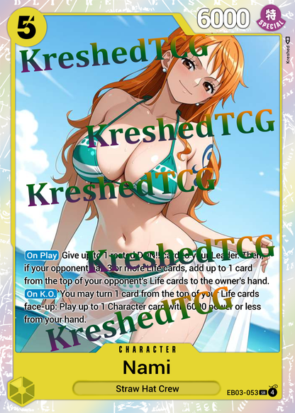 Nami EB03-053 One Piece Full Art Holo – Anime Custom Card | KreshedTCG