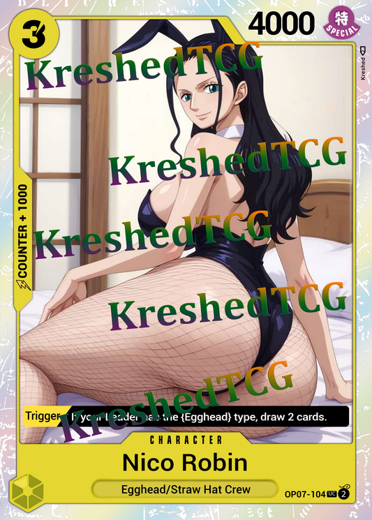 Nico Robin OP07-104 One Piece Full Art Holo – Anime Custom Card | KreshedTCG