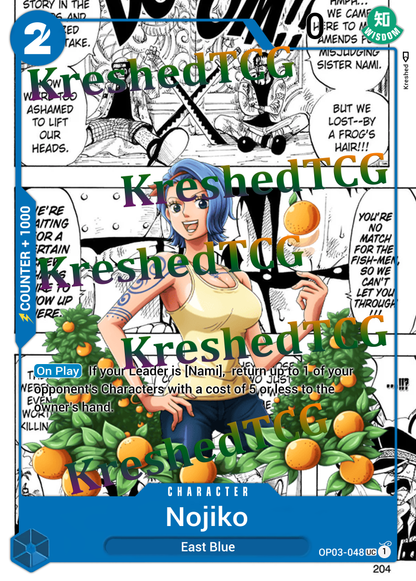 Nojiko OP03-048 Manga Rare One Piece Full Art Holo – Anime Custom Card | KreshedTCG