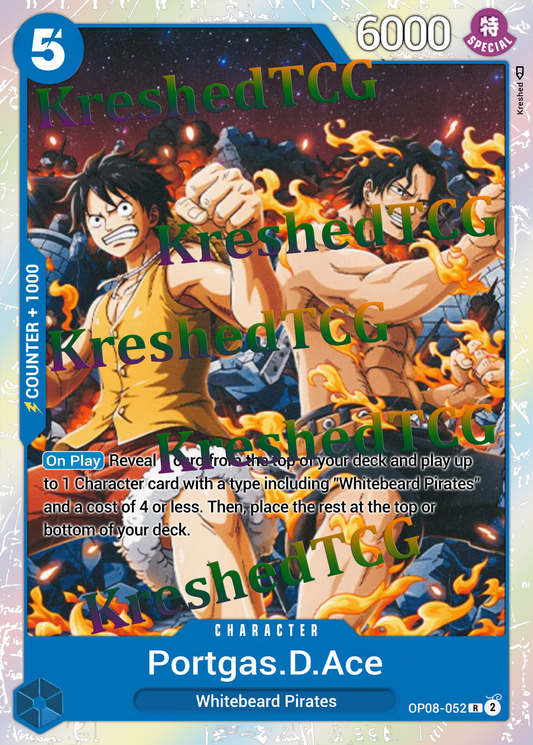 Portgas D. Ace OP08-052 One Piece Full Art Holo – Anime Custom Card | KreshedTCG