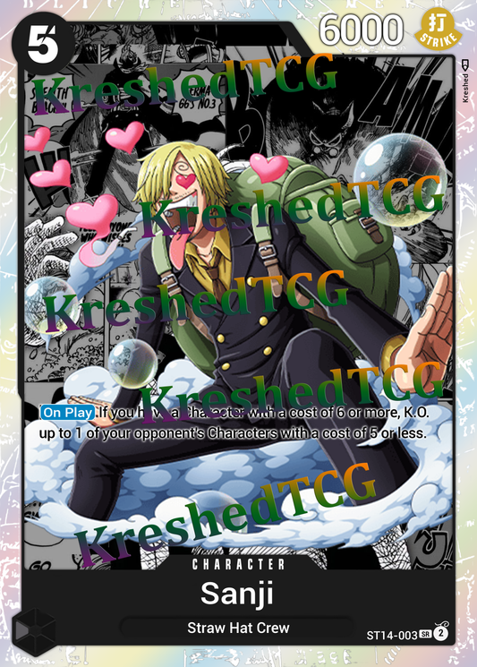 Sanji ST14-003 Manga Rare One Piece Full Art Holo – Anime Custom Card | KreshedTCG