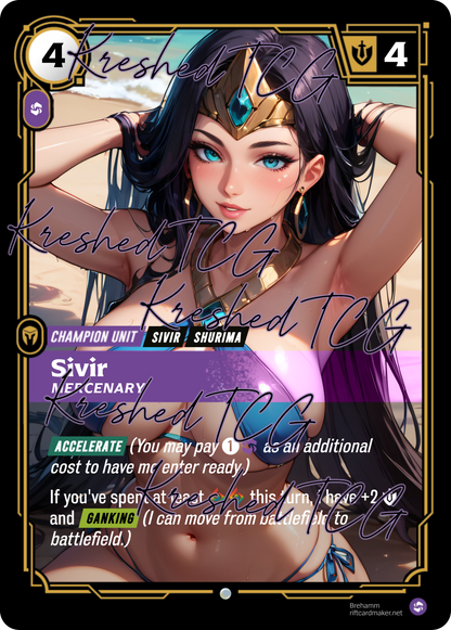 Sivir Mercenary Riftbound Full Art Holo – Anime Custom Card | KreshedTCG