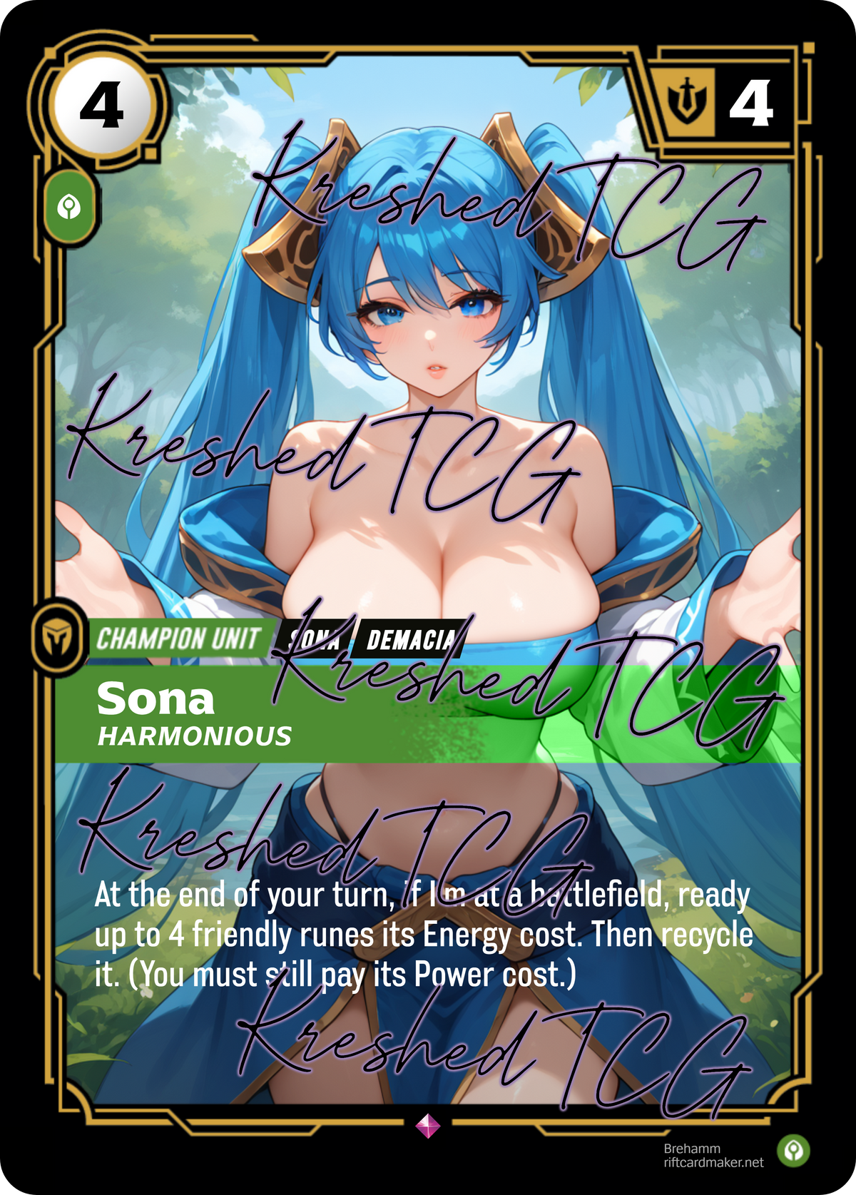 Sona Harmonious Full Art Holo – Anime Custom Card | KreshedTCG