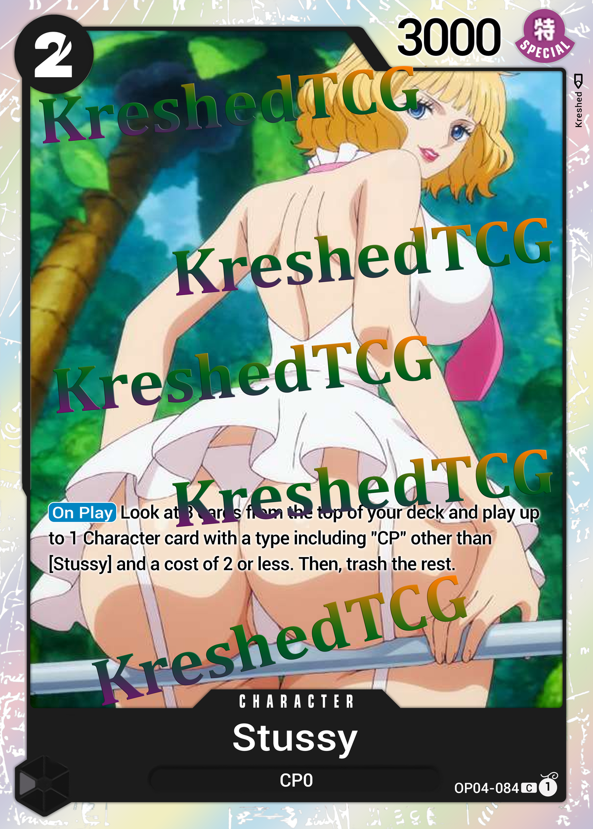 Stussy OP04-084 One Piece Full Art Holo – Anime Custom Card | KreshedTCG