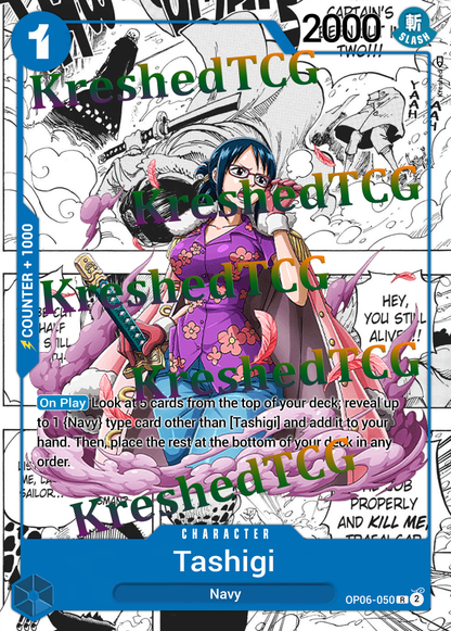Tashigi OP06-050 Manga Rare One Piece Full Art Holo – Anime Custom Card | KreshedTCG