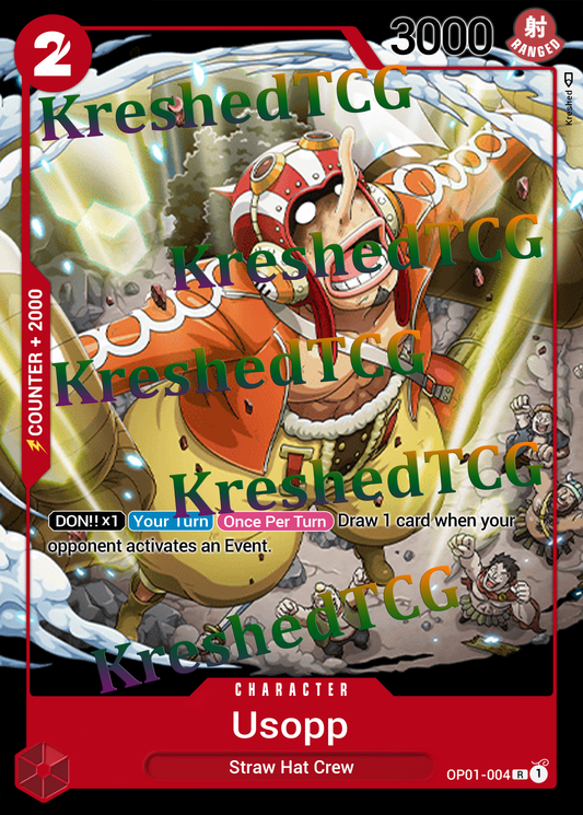 Usopp OP01-004 One Piece Full Art Holo – Anime Custom Card | KreshedTCG