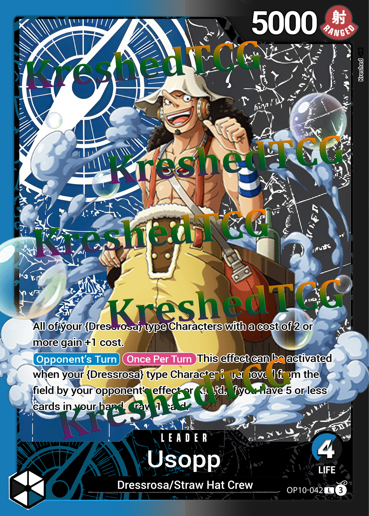 Usopp OP10-042 Leader One Piece Full Art Holo – Anime Custom Card | KreshedTCG