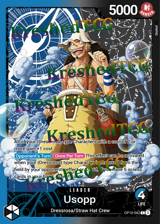 Usopp OP10-042 Leader One Piece Full Art Holo – Anime Custom Card | KreshedTCG
