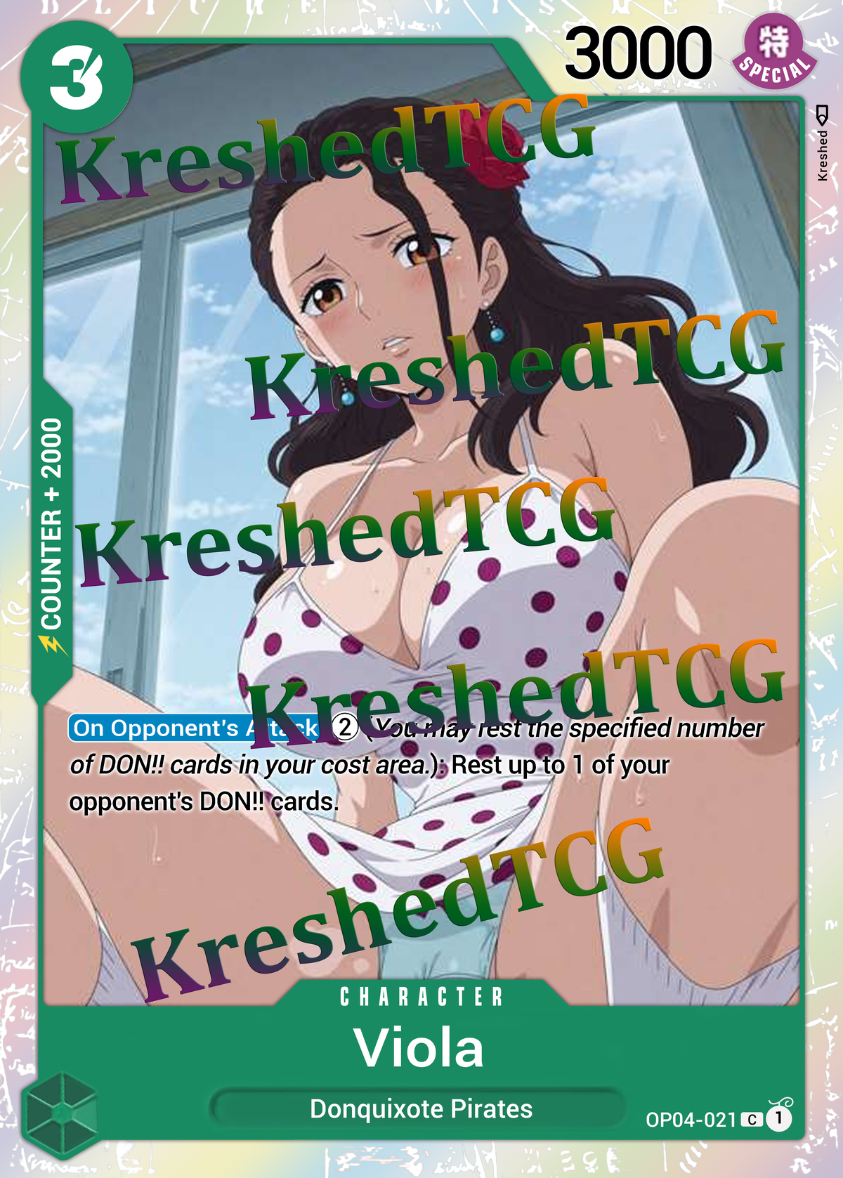 Viola OP04-021 Manga Rare One Piece Full Art Holo – Anime Custom Card | KreshedTCG