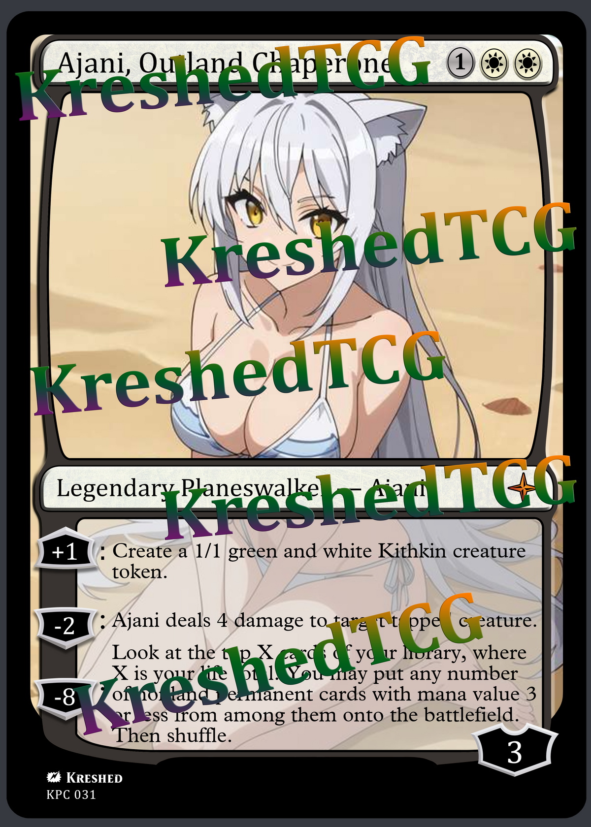 Ajani, Outland Chaperone MTG Full Art Holo – Anime Custom Card | KreshedTCG