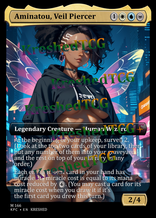 Aminatou, Veil Piercer MTG Full Art Holo – Anime Custom Card | KreshedTCG