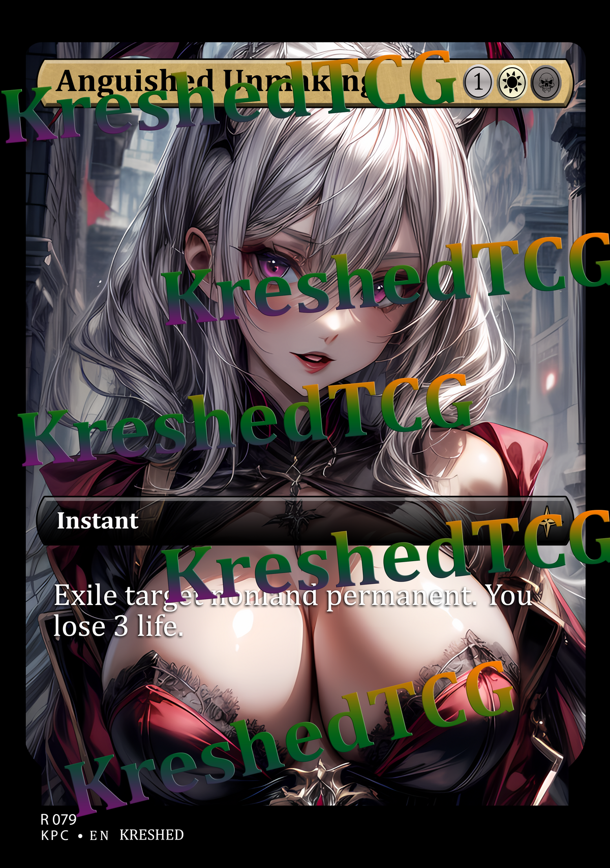 Anguished Unmaking MTG Full Art Holo – Anime Custom Card | KreshedTCG