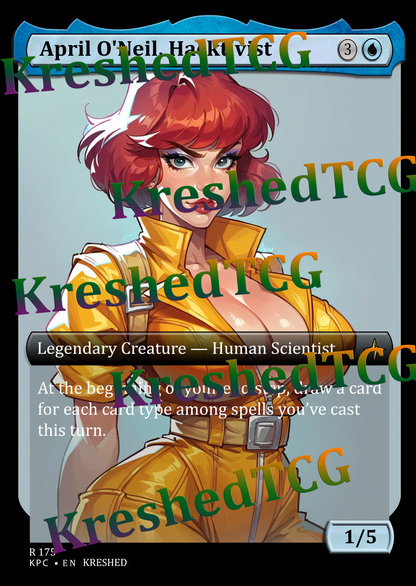 April O'Neil, Hacktivist MTG Full Art Holo – Anime Custom Card | KreshedTCG
