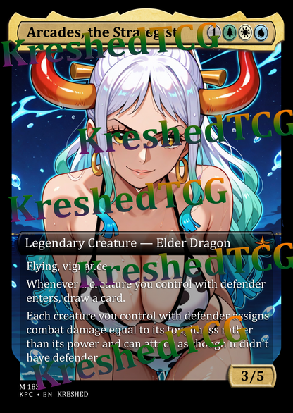 Arcades, the Strategist MTG Full Art Holo – Anime Custom Card | KreshedTCG