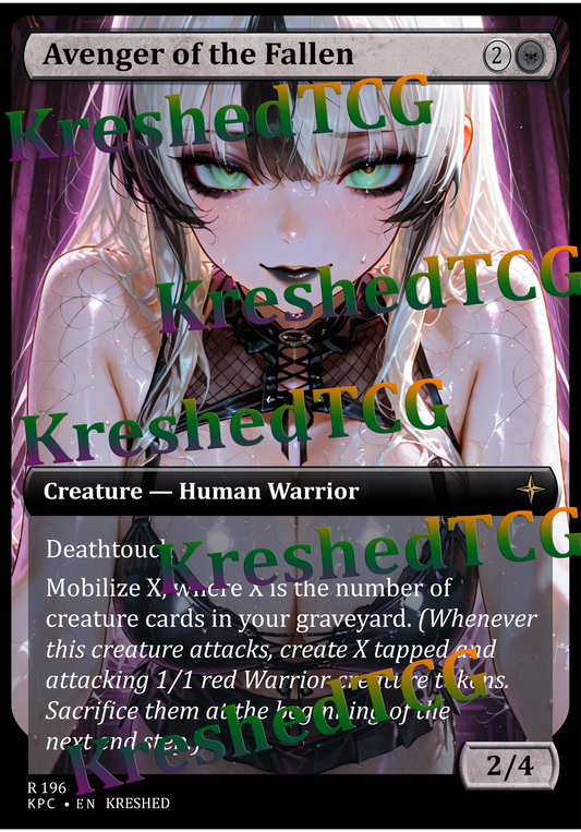 Avenger of the Fallen MTG Full Art Holo – Anime Custom Card | KreshedTCG