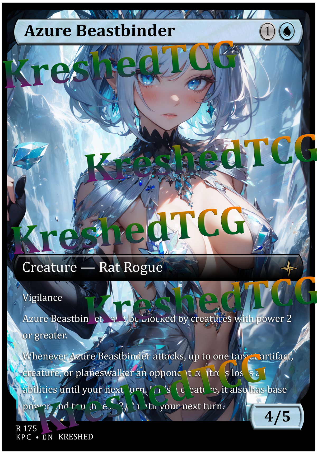 Azure Beastbinder MTG Full Art Holo – Anime Custom Card | KreshedTCG